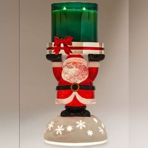 Bath & Body Works Water Globe Light Up Santa Candle Holder Pedestal